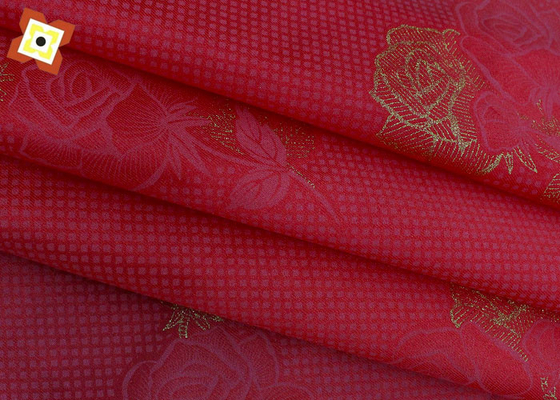 Simmons Mattress Cover Fabric โพลีเอสเตอร์ Warp ถักมันเงา Flat Gold Powder Cloth