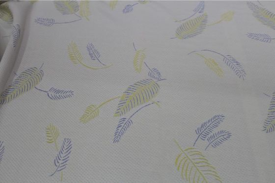 RoHS Anti Tear Polyester Jacquard Mattress Fabric พร้อมลายใบไม้
