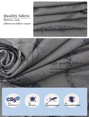 260gsm ที่นอนควิลท์ผ้าลินินสีเทาโพลีเอสเตอร์ถัก Jacquard ผ้าป้องกัน